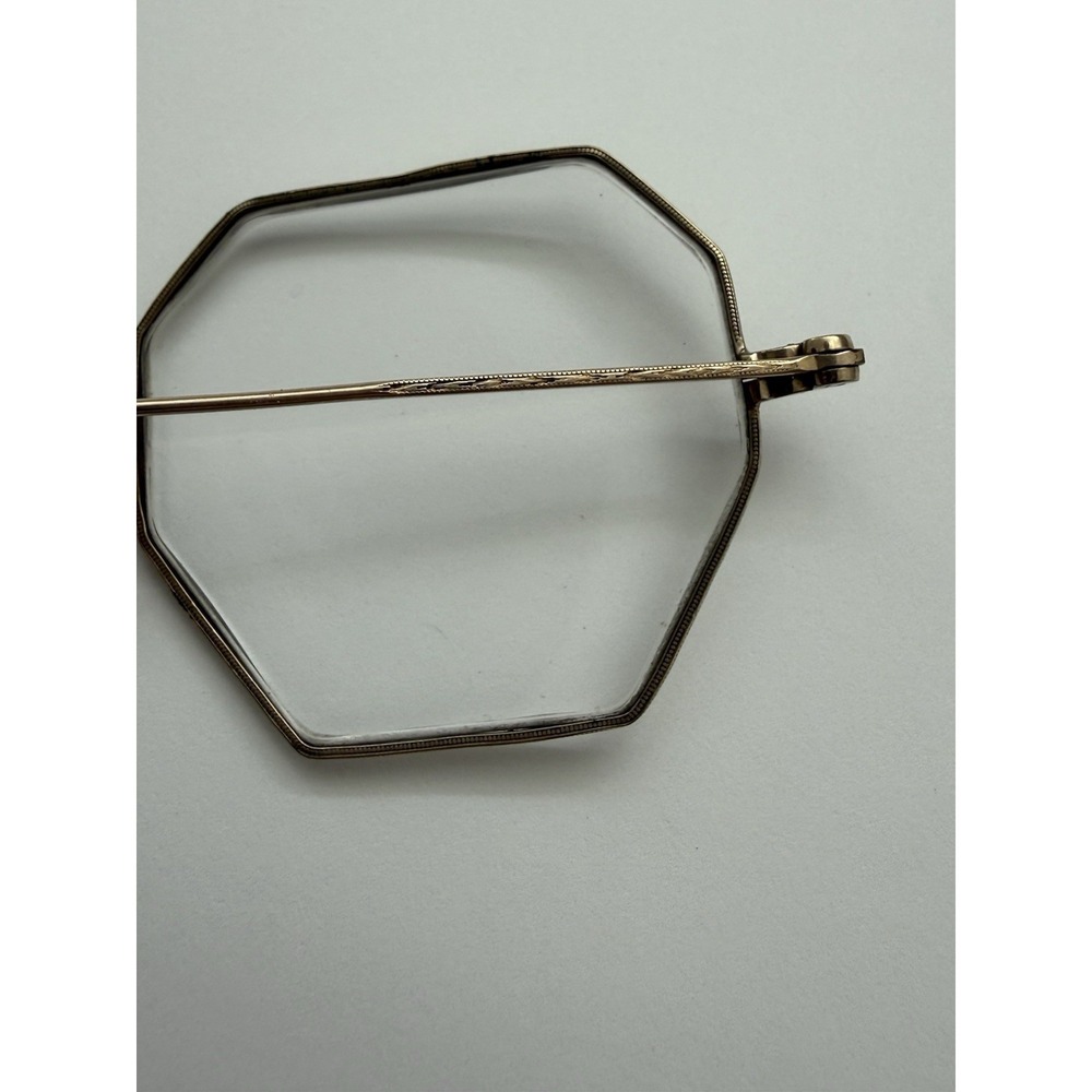 Vintage SHURON 1/10 12K GF Octagon Ful Vue Etched Rimmed Eyeglasses W Case - Picture 10 of 14